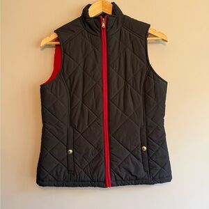Ralph Lauren Black Quilted Vest with Red & Gold Accents Women’s Size Small